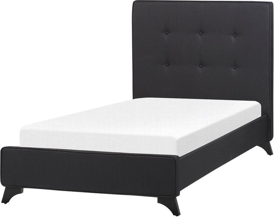 Beliani AMBASSADOR Eenpersoonsbed Zwart 90 x 200 cm Chenille