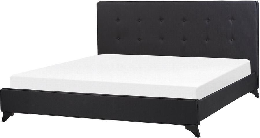 Beliani AMBASSADOR Tweepersoonsbed Donkere houtkleur 180 x 200 cm Chenille - Foto 2