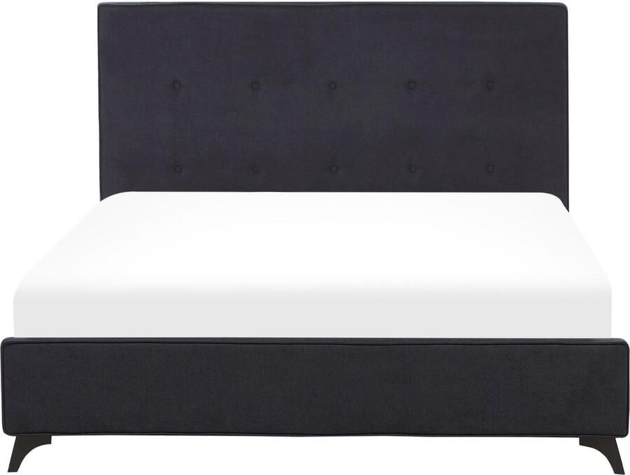 Beliani AMBASSADOR Tweepersoonsbed Zwart 160 x 200 cm Chenille