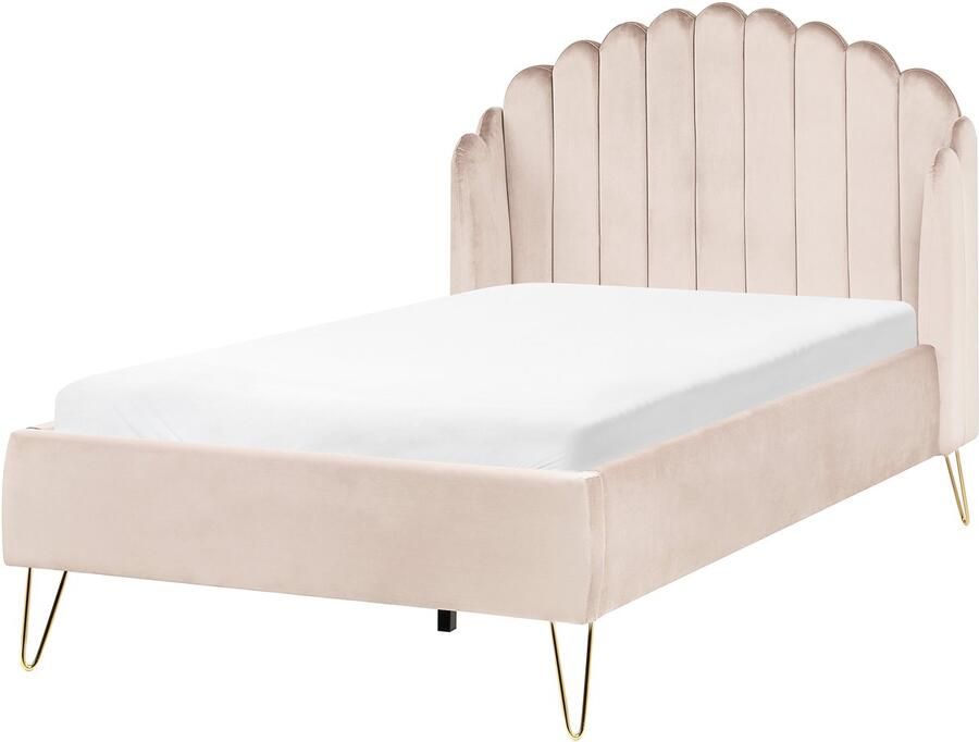 Beliani AMBILLOU Tweepersoonsbed Lichtbeige 120 x 200 cm Polyester