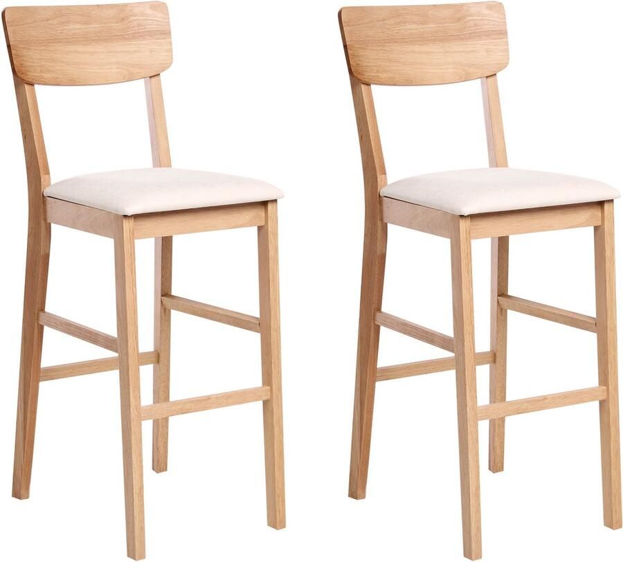 Beliani AMBLER Barkruk set van 2 Lichtbruin Lichtbeige Rubberhout