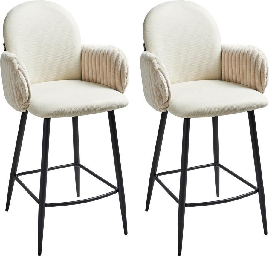 Beliani AMITY Barkruk set van 2 Lichtbeige Polyester