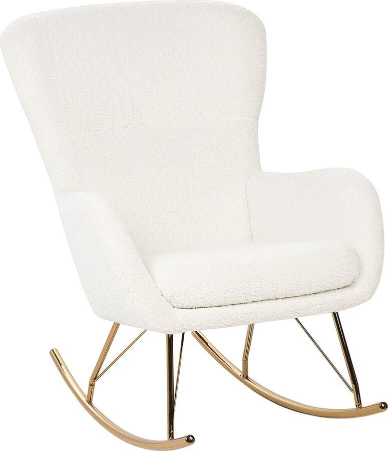 Beliani ANASET Schommelstoel Wit Goud BouclÃ© - Foto 3