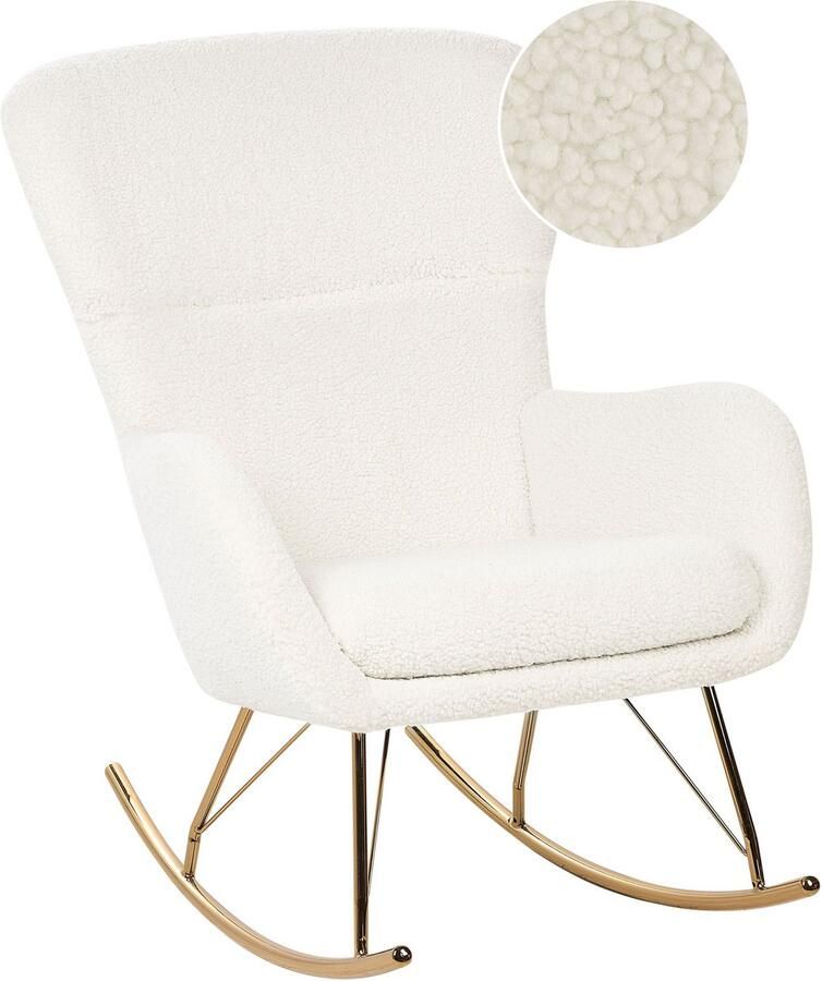 Beliani ANASET Schommelstoel Wit Goud BouclÃ© - Foto 2
