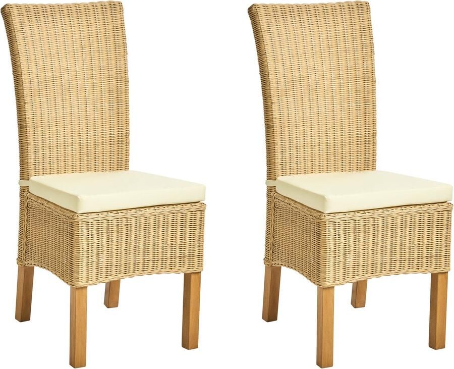 Beliani ANDES Eetkamerstoel set van 2 Naturel Rotan