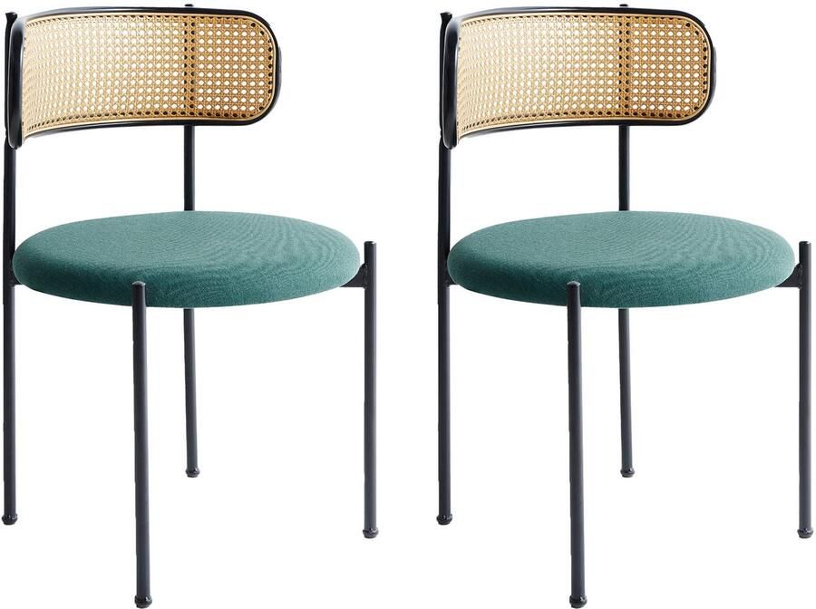 Beliani Set van 2 eetkamerstoelen ANDOVER Metaal Groen