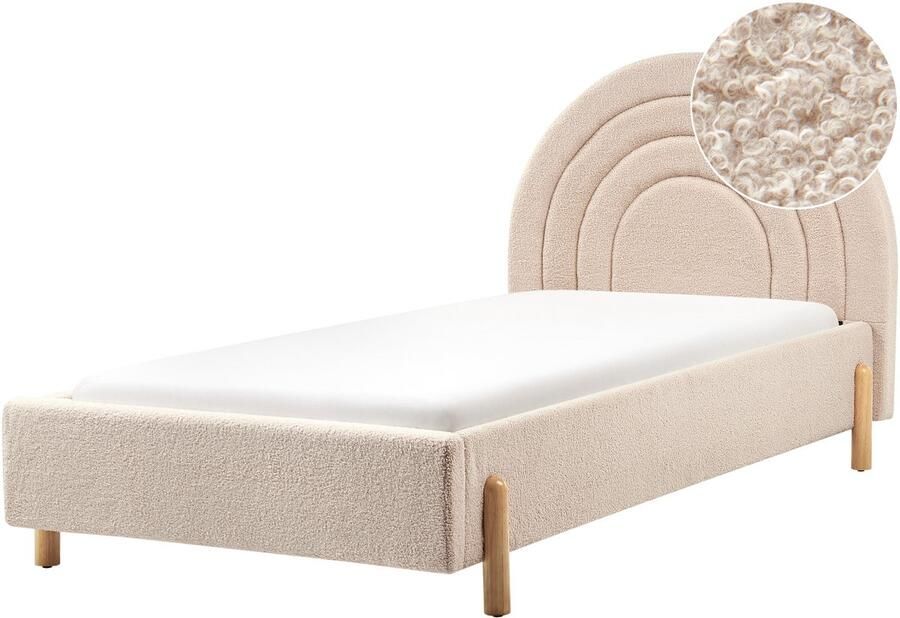 Beliani Kinderbed Bouclé ANET 90 x 200 cm Beige