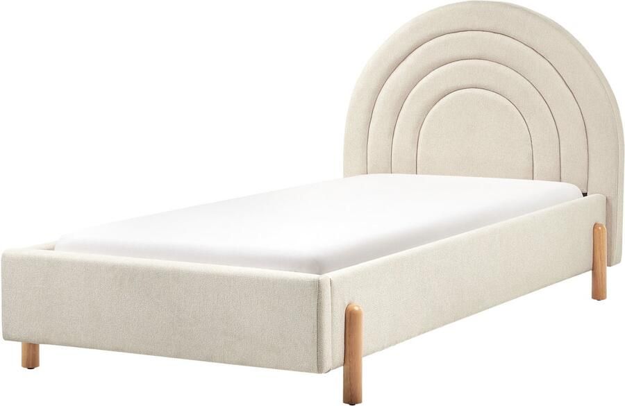Beliani Kinderbed Stof ANET 90 x 200 cm Beige