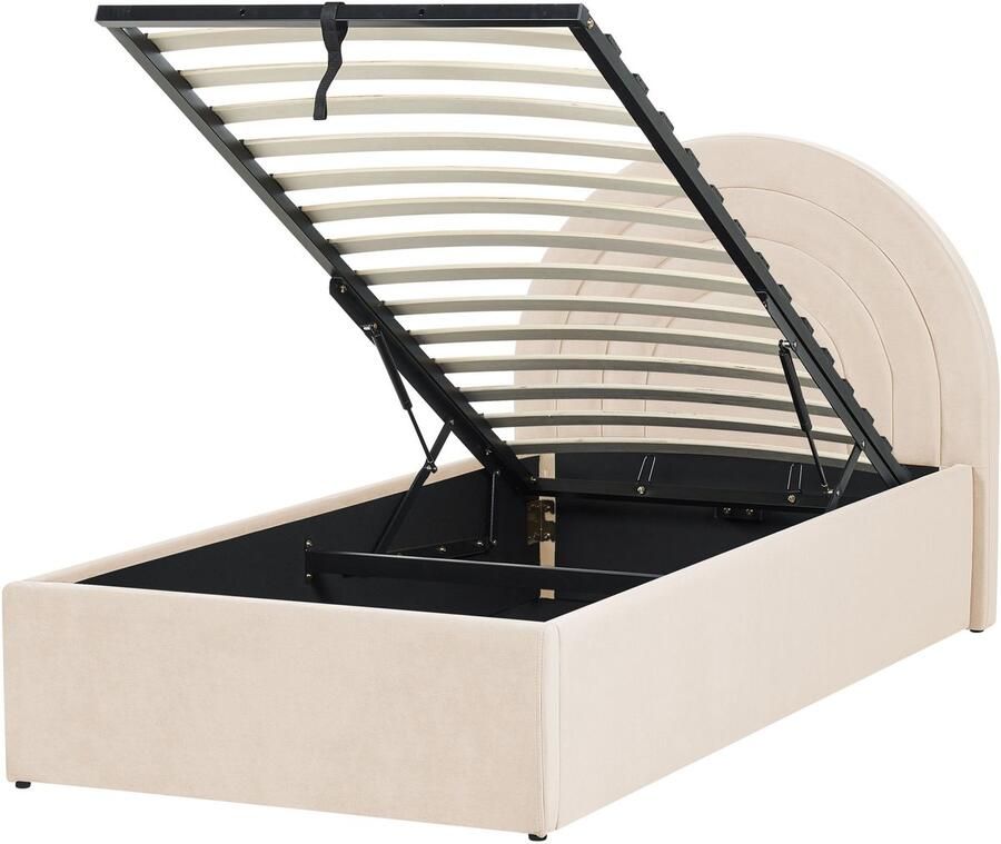 Beliani Kinderbed met opbergruimte Fluweel ANET 90 x 200 cm Beige