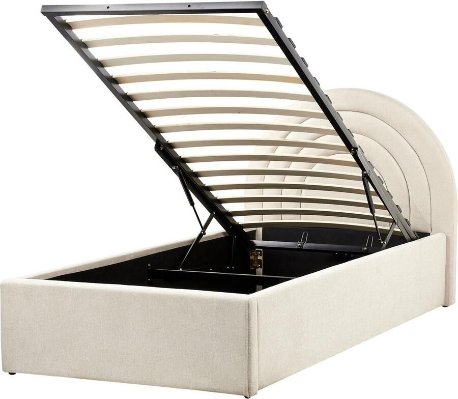 Beliani Kinderbed met opbergruimte Stof ANET 90 x 200 cm Beige