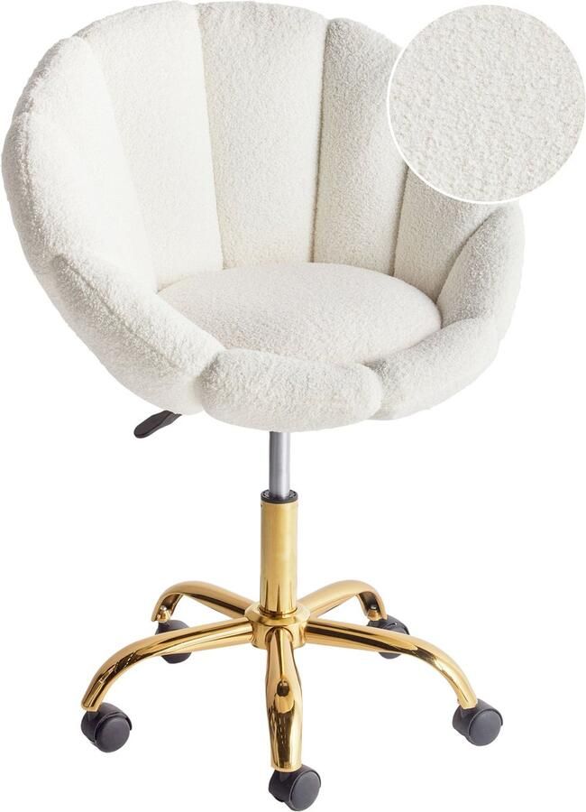 Beliani ANNABELLE Bureaustoel Wit Bouclé