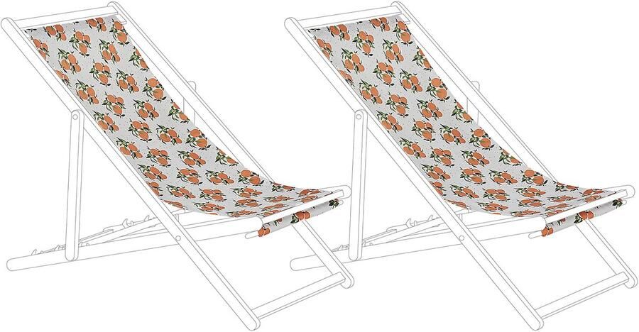 Beliani -ANZIO|AVELLINO-Ligstoel doek set van 2-Oranje-Polyester