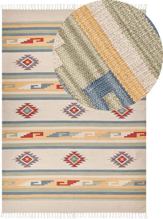 Beliani APARAN Vloerkleed Meerkleurig 200 x 300 cm Katoen