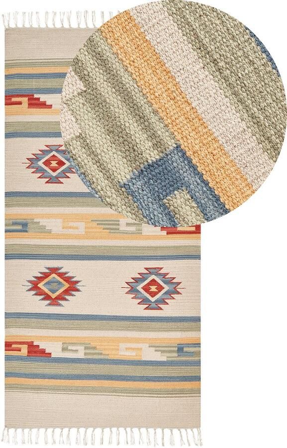 Beliani APARAN Vloerkleed Meerkleurig 80 x 150 cm Katoen