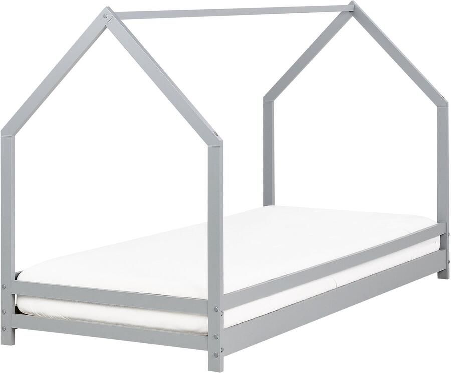 Beliani Kinderbed Huis Dennenhout APPY 90 x 200 cm Grijs