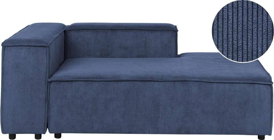 Beliani APRICA Chaise longue Blauw Linkszijdig Corduroy