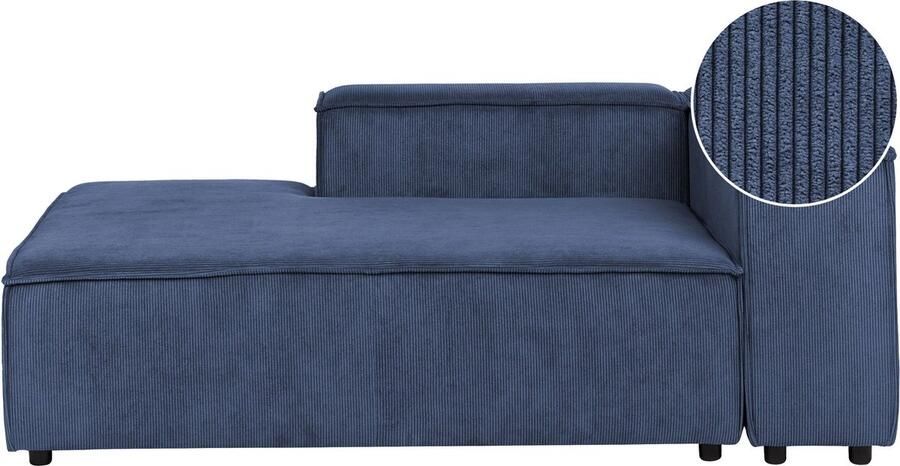 Beliani APRICA Chaise longue Blauw Rechtszijdig Corduroy