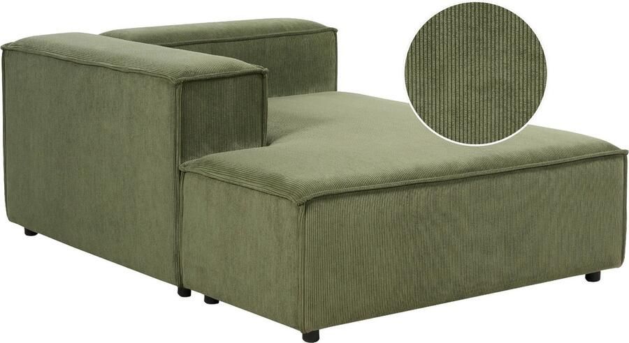 Beliani APRICA Chaise longue Groen Rechtszijdig Corduroy - Foto 3