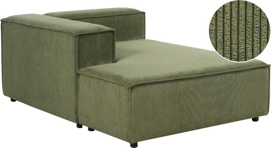 Beliani APRICA Chaise longue Groen Rechtszijdig Corduroy - Foto 2