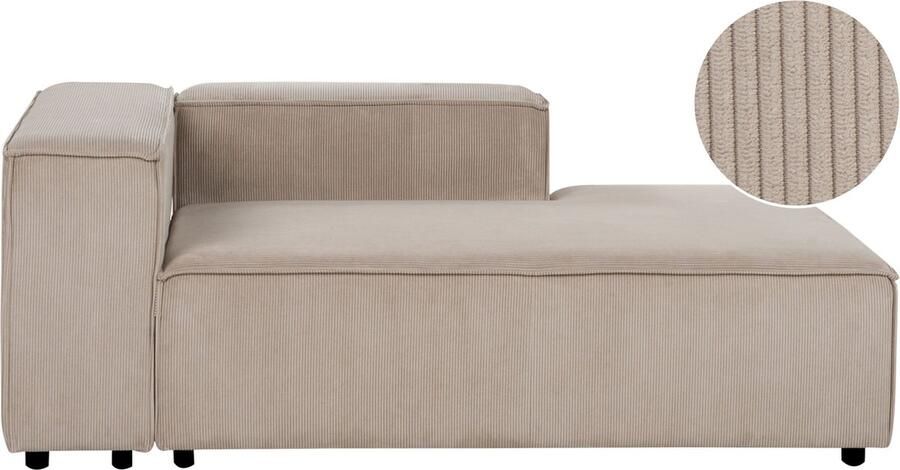 Beliani APRICA Chaise longue Lichtbruin Linkszijdig Corduroy