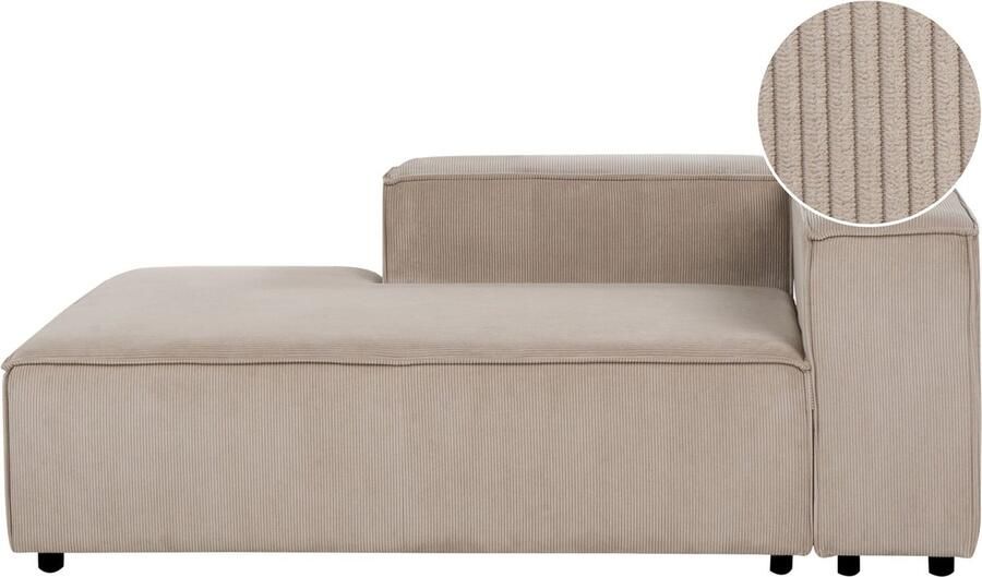 Beliani APRICA Chaise longue Lichtbruin Rechtszijdig Corduroy