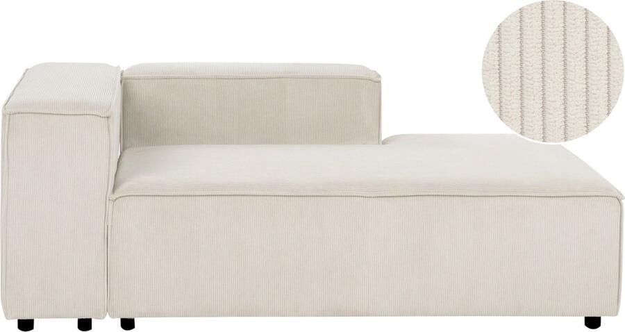 Beliani APRICA Chaise longue Wit Linkszijdig Corduroy