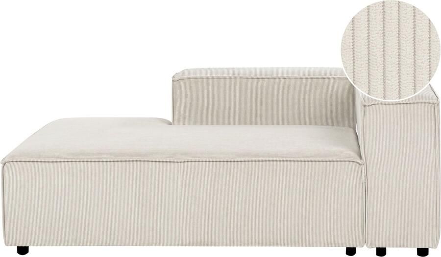 Beliani APRICA Chaise longue Wit Rechtszijdig Corduroy