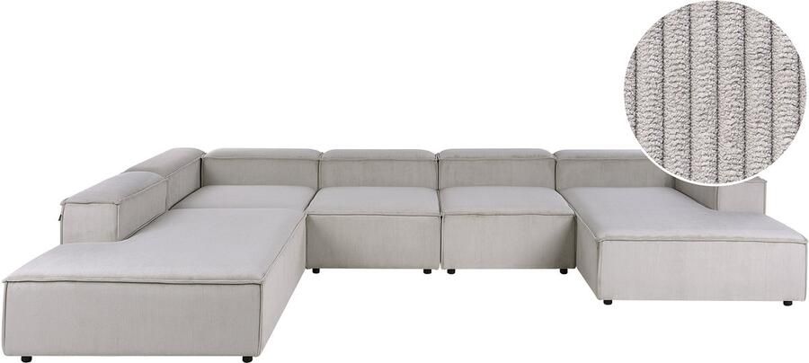 Beliani APRICA Hoekbank 5-zits Taupe Rechtszijdig Corduroy