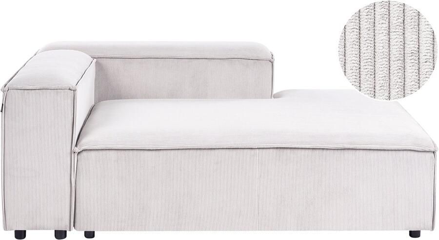 Beliani ARDAL Chaise longue Off-white Linkszijdig Corduroy