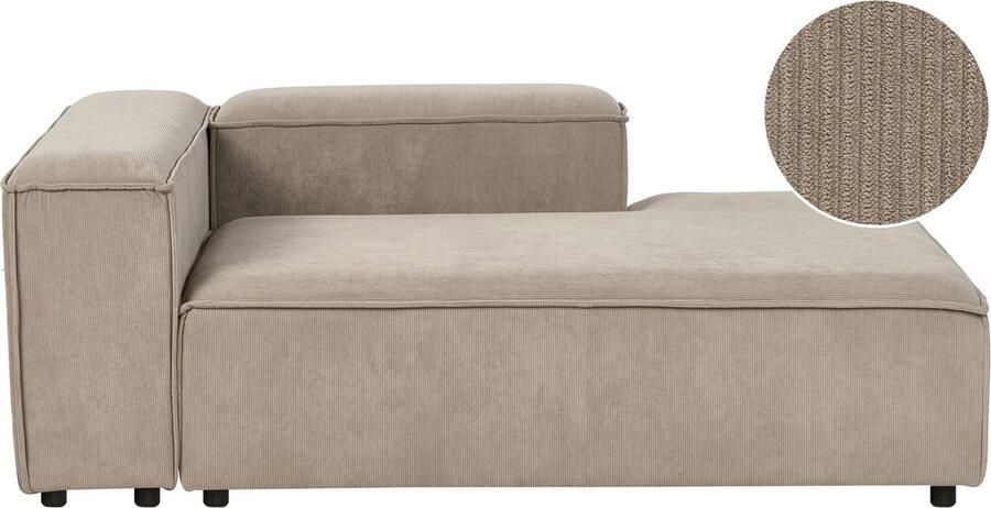 Beliani ARDAL Chaise longue Lichtbruin Linkszijdig Corduroy