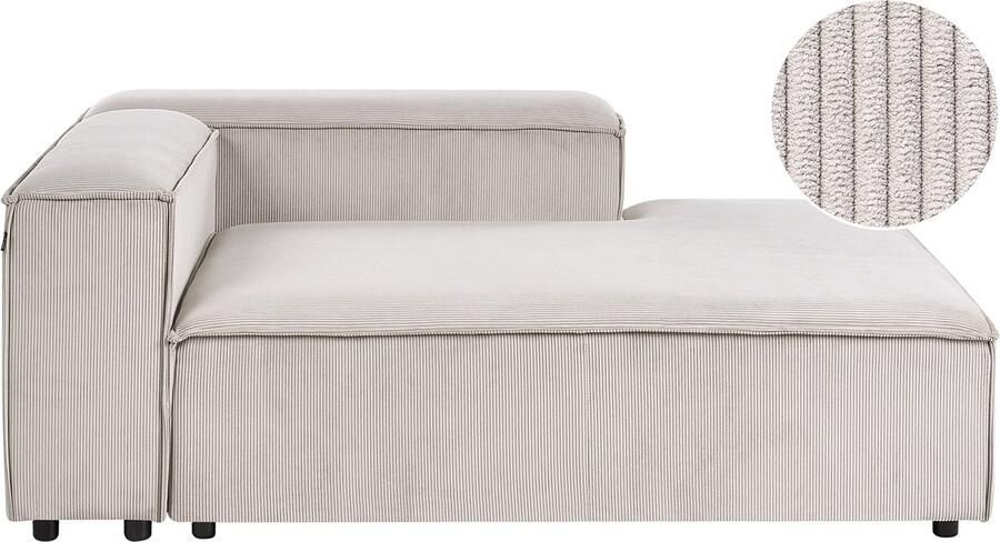 Beliani ARDAL Chaise longue Taupe Linkszijdig Corduroy