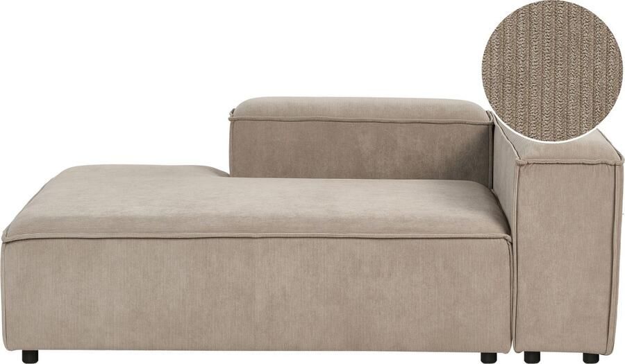 Beliani ARDAL Chaise longue Lichtbruin Rechtszijdig Corduroy