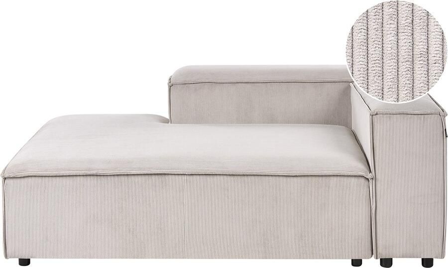 Beliani ARDAL Chaise longue Taupe Rechtszijdig Corduroy