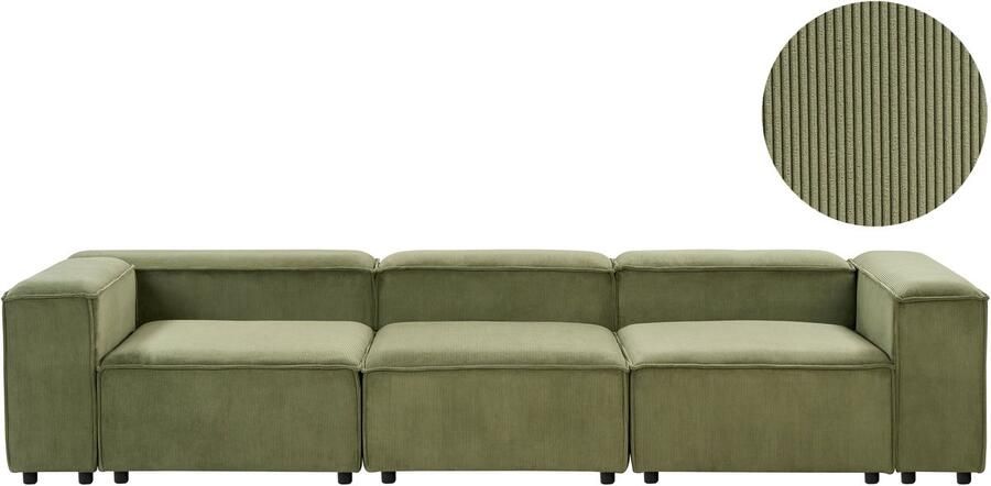 Beliani ARDAL Driezitsbank Groen Corduroy