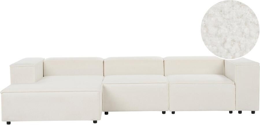 Beliani Modulaire hoekbank ARDAL Bouclé Wit 3-zitter Rechterzijde