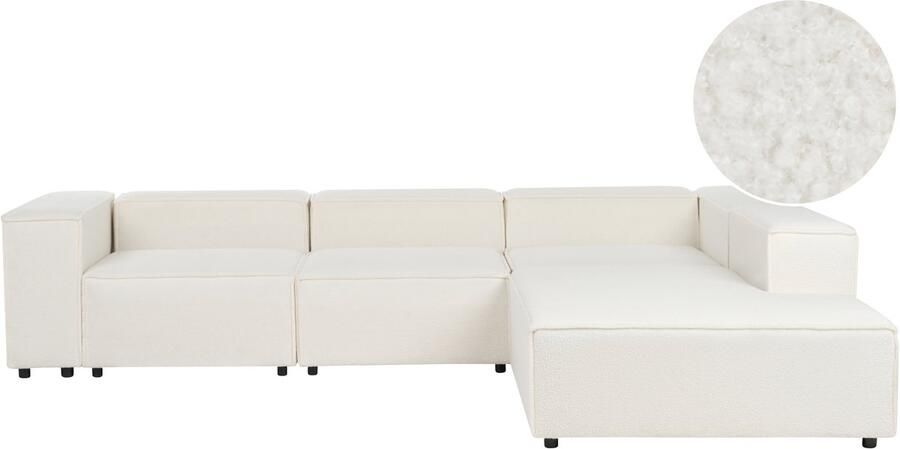 Beliani Modulaire hoekbank ARDAL Bouclé Wit 4-zitter Linkerzijde