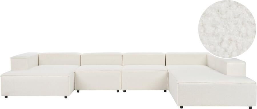 Beliani Modulaire hoekbank ARDAL Bouclé Wit 5-zitter Linkerzijde