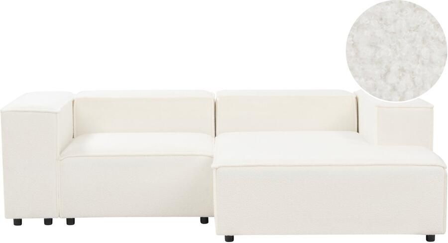 Beliani Modulaire hoekbank ARDAL Bouclé Wit 2-zitter Linkerzijde