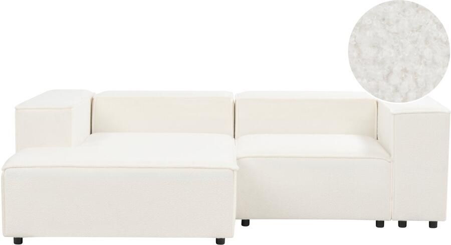 Beliani Modulaire hoekbank ARDAL Bouclé Wit 2-zitter Rechterzijde
