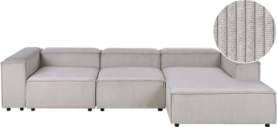 Beliani ARDAL Vierzitsbank Taupe Linkszijdig Corduroy