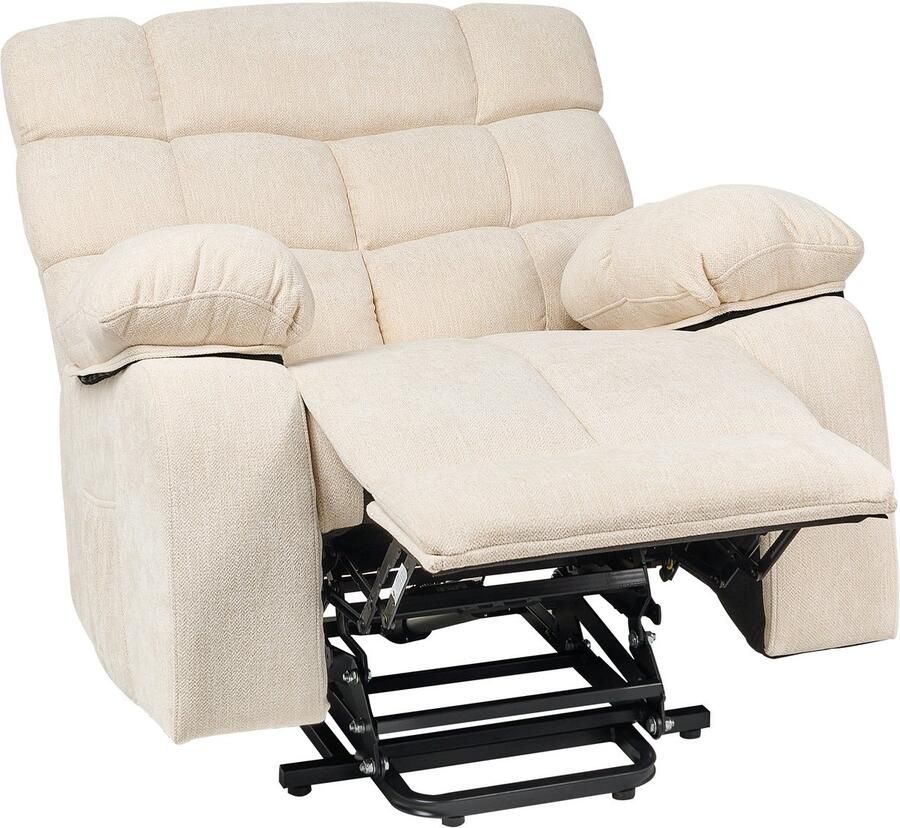 Beliani ARES Relaxfauteuil elektrisch Lichtbeige Stof