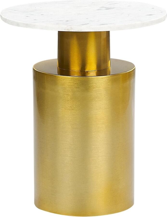 Beliani ARIAGA Bijzettafel Wit Goud Metaal