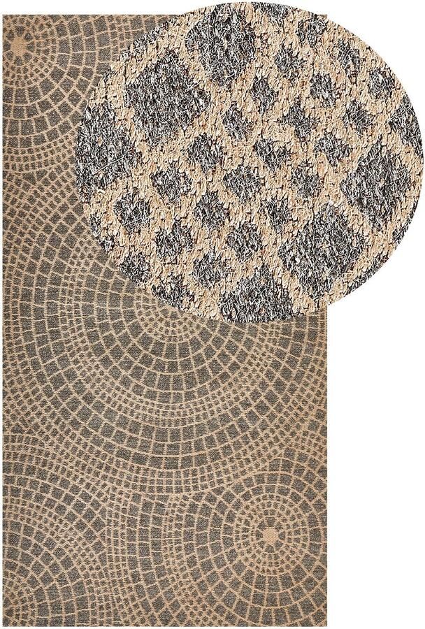 Beliani Vloerkleed ARIBA Grijs Beige 80 x 150 cm Jute