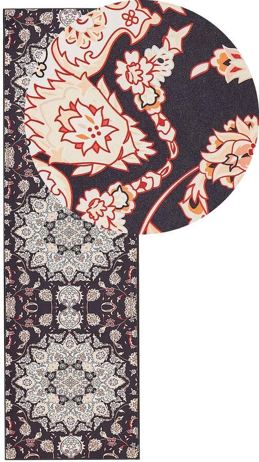 Beliani -ARITAS-Loper tapijt-Zwart|Beige-60 x 200 cm-Polyester