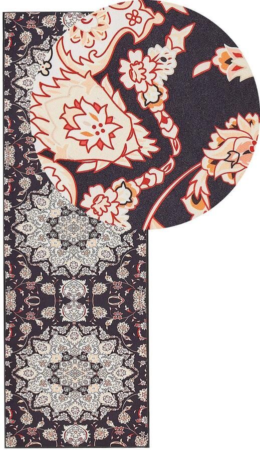 Beliani -ARITAS-Loper tapijt-Zwart|Beige-80 x 240 cm-Polyester