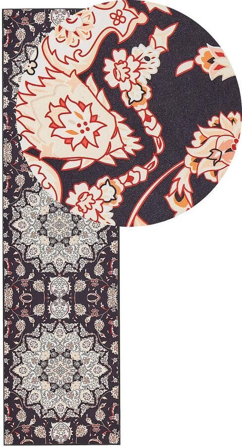 Beliani -ARITAS-Loper tapijt-Zwart|Beige-80 x 300 cm-Polyester