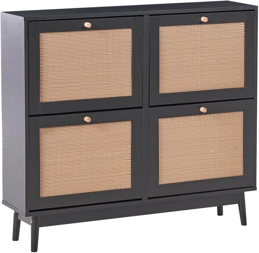 Beliani ARMIDALE Schoenenkast 4 vakken Zwart Vezelplaat