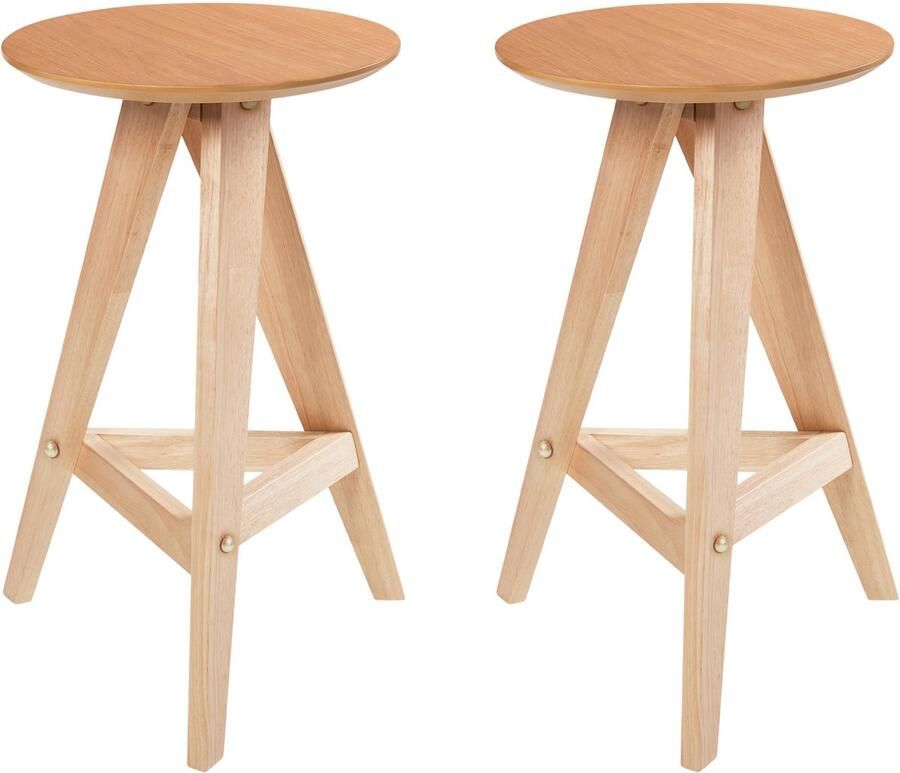 Beliani AROMA Barkruk set van 2 Lichtbruin Rubberhout