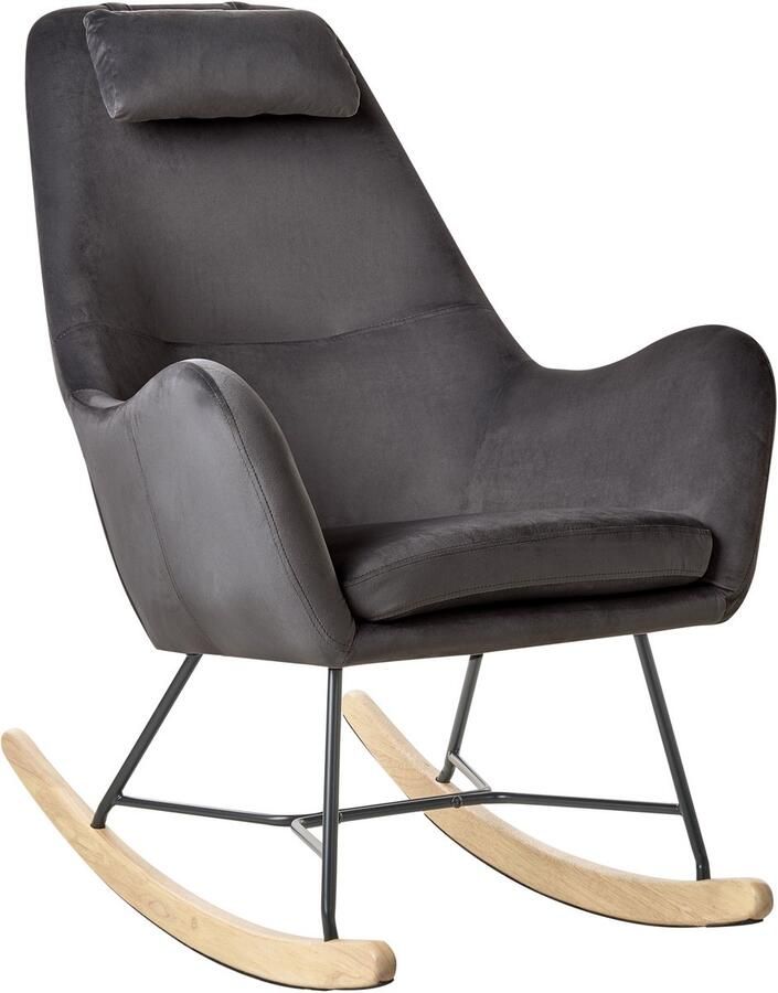Beliani ARRIE Schommelstoel Donkergrijs Fluweel