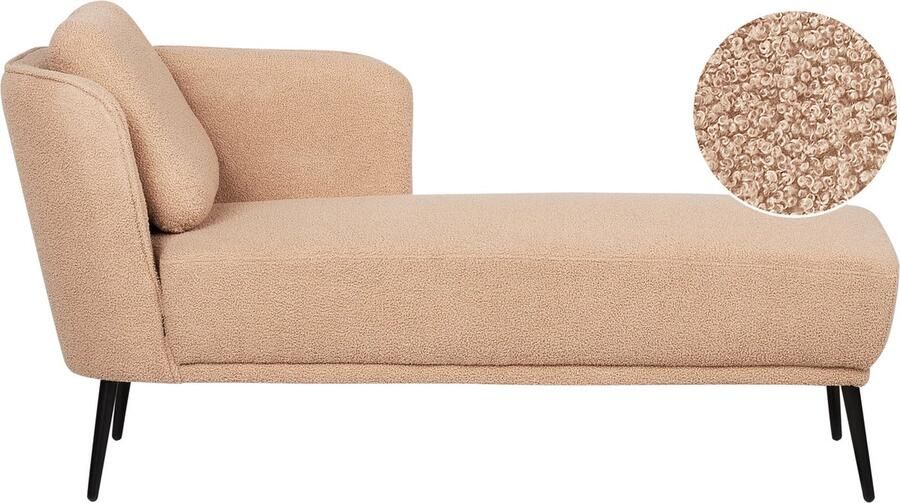 Beliani ARTHEZE Chaise longue Lichtbruin Linkszijdig Bouclé